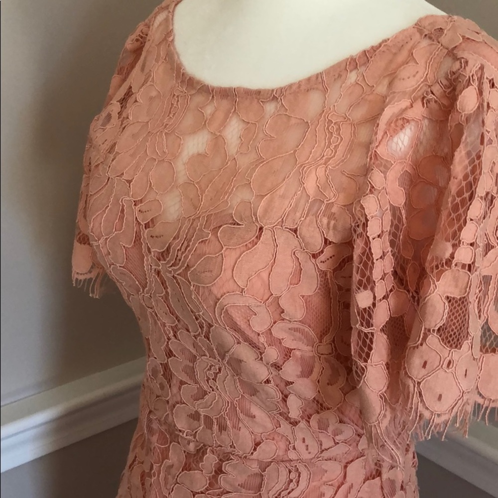 Lace overlay peach dress